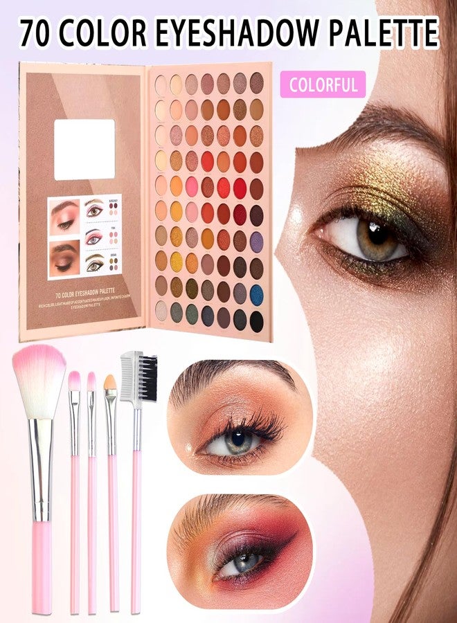 PPPanYiDi 70 Colors Eyeshadow Palette,Matte Glitter Eyeshadow Makeup Palette with Eyeshadow Brush,Highly Pigmented Colorful Shimmer Eye Shadow Palette Makeup Kit for Women A - Image 2