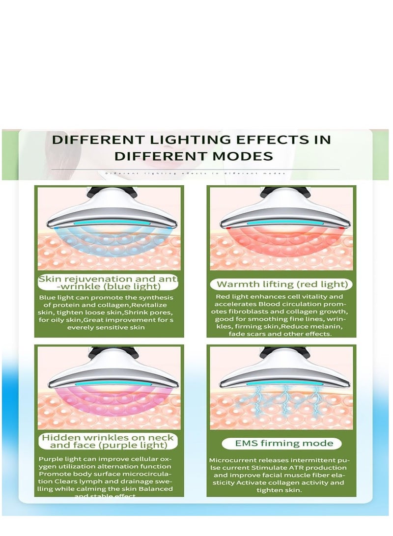 Dispozitiv Facial Multifunctional, Ingrijire Fata, Gat si Decolteu, Reducerea Ridurilor, Hidratare, Masaj Facial, Terapie cu Fotoni si Vibromasaj, Efect Anti-imbatranire, Incarcare USB - Image 5