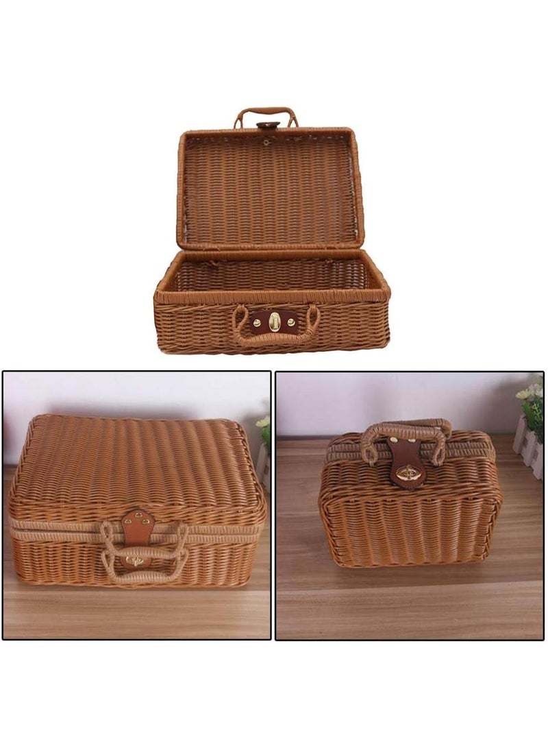 أد سلة تخزين منسوجة من الخيزران، حقيبة تخزين من الخيزران المنسوج، سلة نزهة من الخيزران - Image 1
