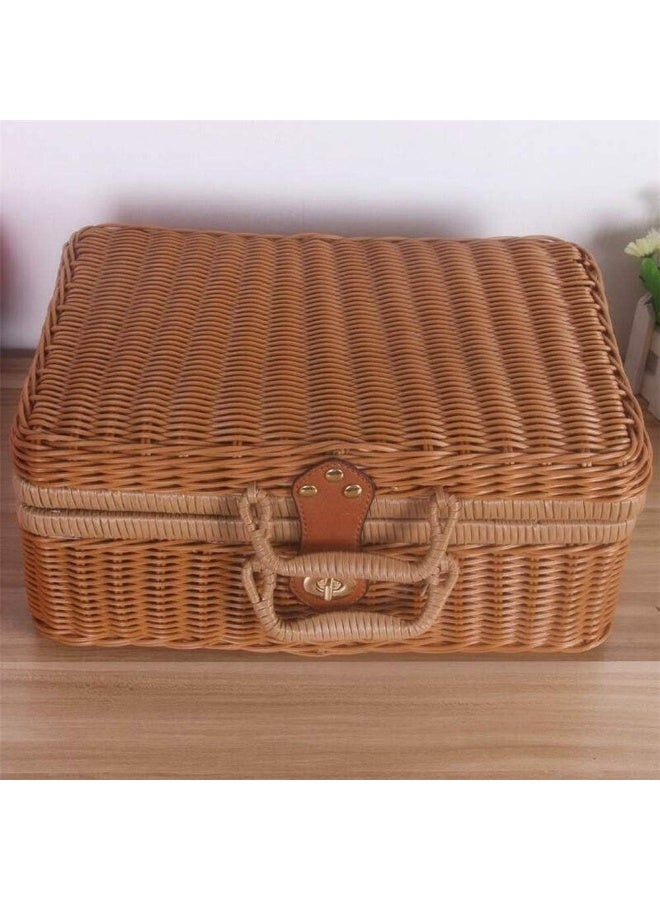 أد سلة تخزين منسوجة من الخيزران، حقيبة تخزين من الخيزران المنسوج، سلة نزهة من الخيزران - Image 4