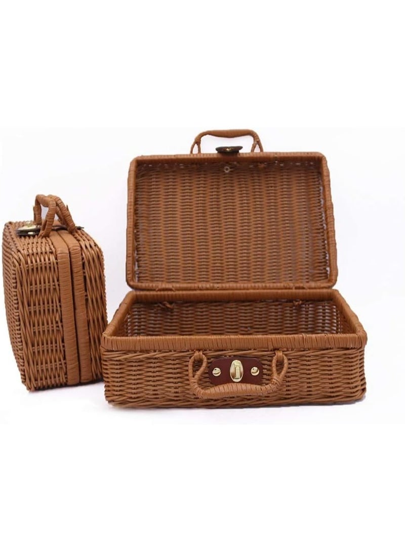 أد سلة تخزين منسوجة من الخيزران، حقيبة تخزين من الخيزران المنسوج، سلة نزهة من الخيزران - Image 2