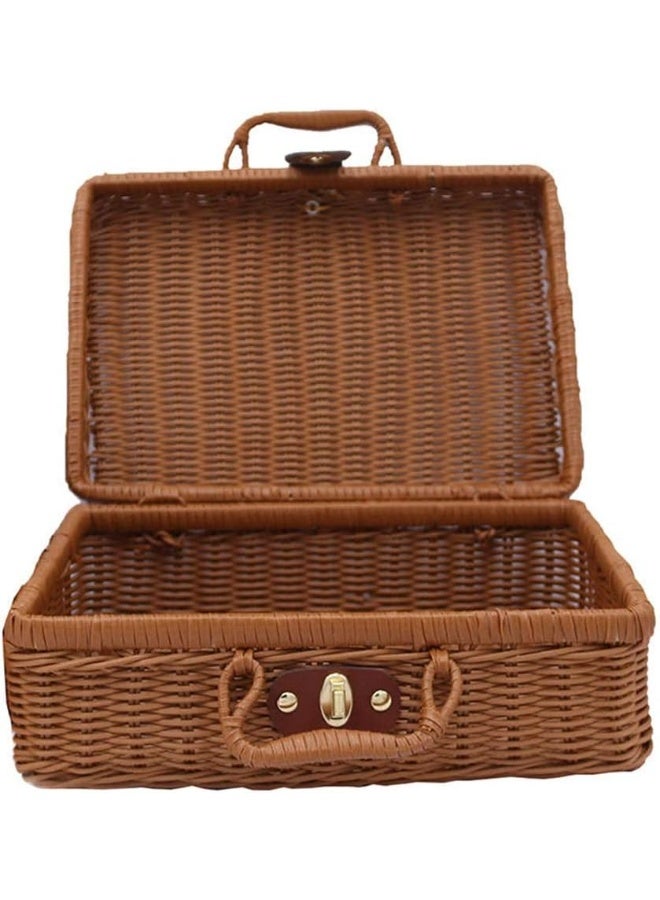 أد سلة تخزين منسوجة من الخيزران، حقيبة تخزين من الخيزران المنسوج، سلة نزهة من الخيزران - Image 3