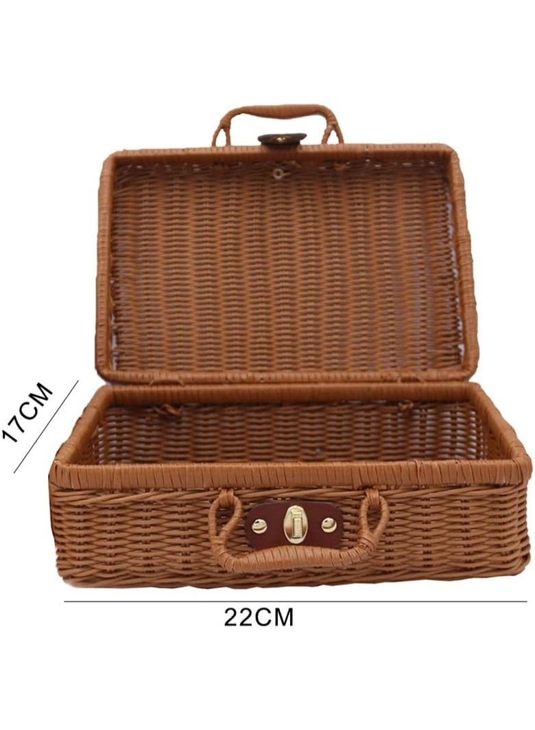 أد سلة تخزين منسوجة من الخيزران، حقيبة تخزين من الخيزران المنسوج، سلة نزهة من الخيزران - Image 5