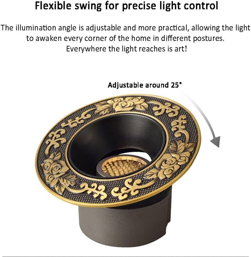Recessed Anti-Glare LED Downlight - All Copper Eyeball Retrofit Spotlight,3 Color Temperature Selectable 3000K/4000K/6000K, Round LED Ceiling Light, 90 CRI(B6000k-12W) - Image 4