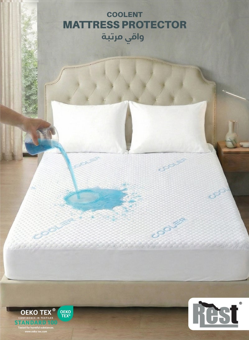 Rest Premium Coolent Mattress Protector 90x200+35CM Breathable & Waterproof - Image 1