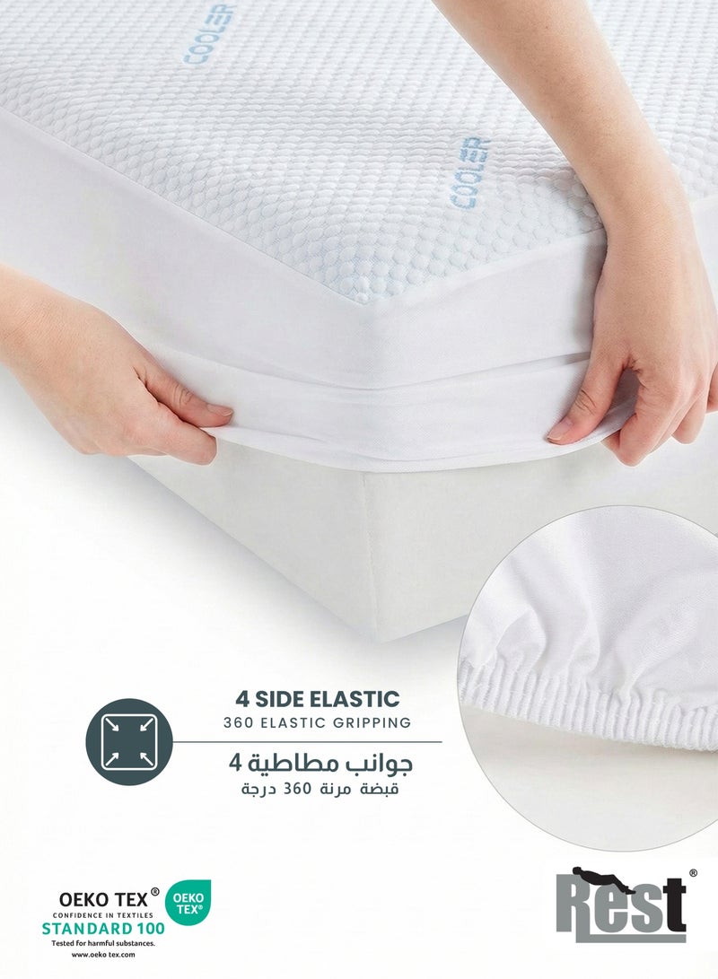 Rest Premium Coolent Mattress Protector 90x200+35CM Breathable & Waterproof - Image 3