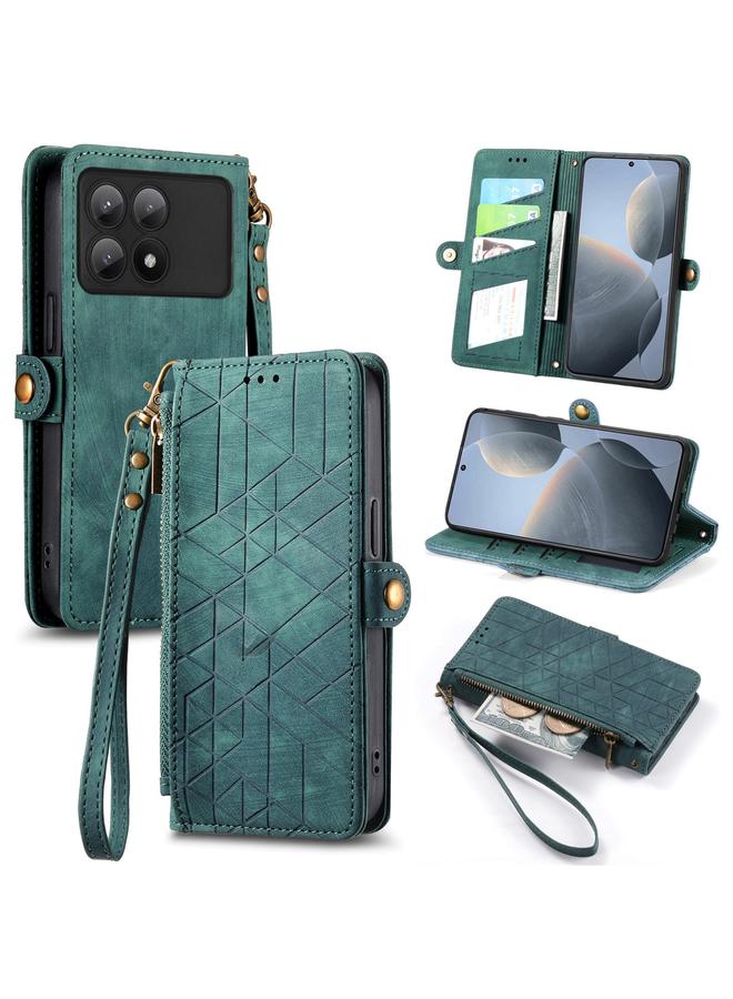 Case For Xiaomi Redmi K70E Geometric Zipper Wallet Side Buckle Leather Phone Case