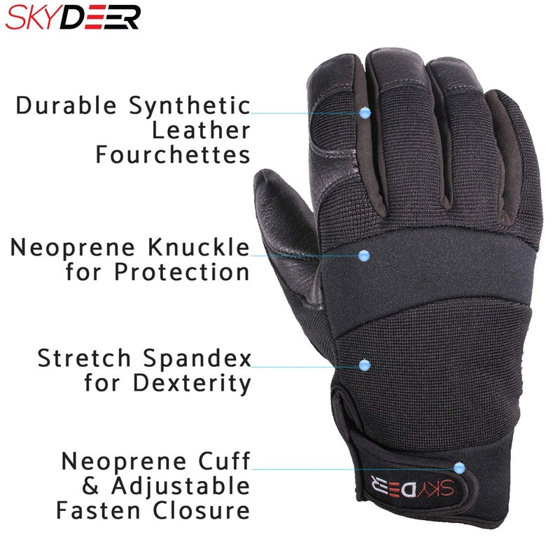 SKYDEER Winter Deerskin Leather Work Gloves, 100G 3M Thinsulate Lining for Cold Weather, Thermal Insulated Gloves (SD2251T/XL) - Image 3