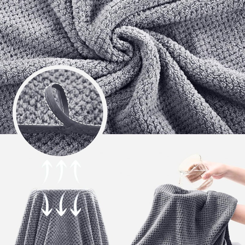 Linear Microfiber Bath Towel & Hand Towel Set/Microfiber Towels for Bath Large Size/Towel for Bath/Bath Towel for Men and Women/300 GSM (140 cms * 70 cms) (Grey) - Image 2