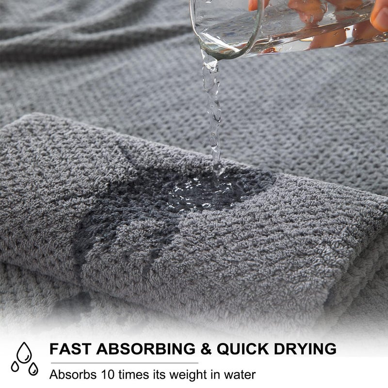 Linear Microfiber Bath Towel & Hand Towel Set/Microfiber Towels for Bath Large Size/Towel for Bath/Bath Towel for Men and Women/300 GSM (140 cms * 70 cms) (Grey) - Image 4