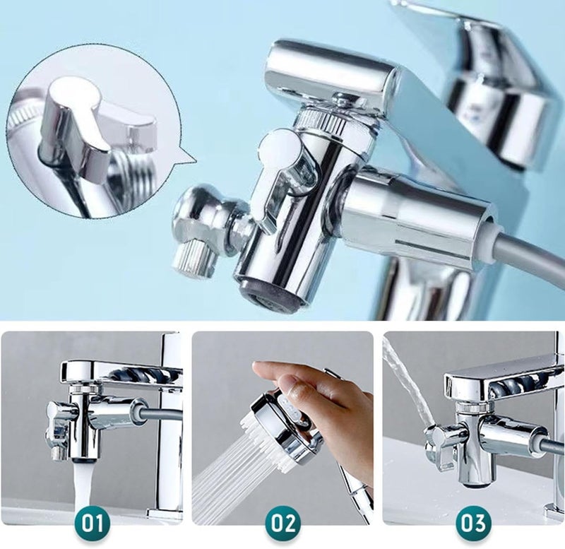 Zorzel Sink Hand Shower Faucet Washbasin Faucet External Shower Small Nozzle Set For Home Bathroom Kitchen Basin Adjustable Hot And Cold Shower Kit for Washing Dogs and Hair Tap Sink - Image 5