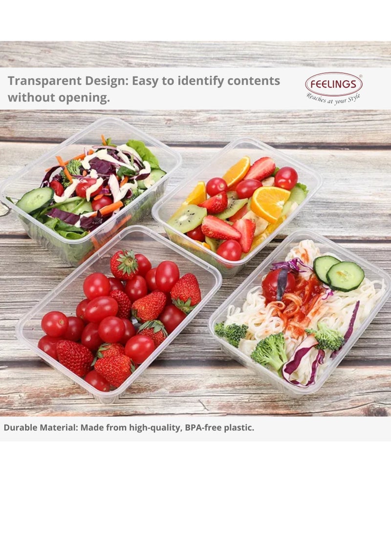 FEELINGS Plastic Food Containers with Lids – 7-Piece Set, 500ml Each – Airtight, BPA-Free, Microwave, Freezer & Dishwasher Safe – Rectangular Storage Boxes