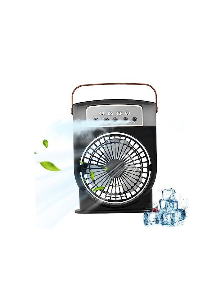 Generic - Portable Air Conditioner Fan Mini Evaporative Air Cooler with multi Colors LED Light 1/2/3 H Timer 3 Wind Speeds and 3 Spray Modes for Office Home Dorm Travel(Black) - Image 1