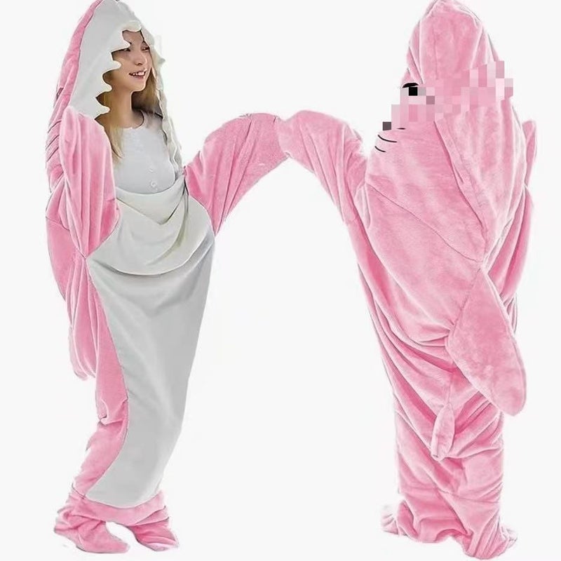 New Cartoon Shark Sleeping Bag Shark Blanket Flannel Couple Homewear Mixed Batch - Image 4