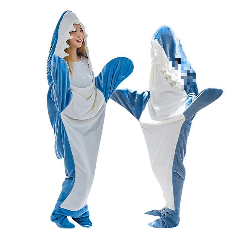 New Cartoon Shark Sleeping Bag Shark Blanket Flannel Couple Homewear Mixed Batch - Image 1
