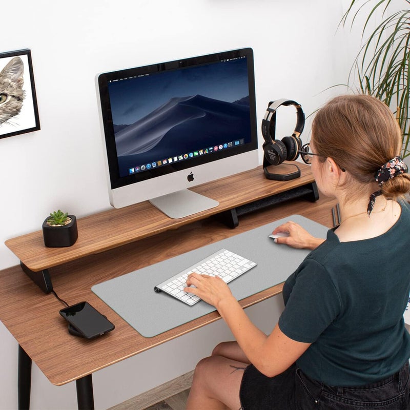 Aothia Double-Sided PU Leather Desk Pad - Non-Slip Large Mouse Pad & Desk Mat for Office, Home - Waterproof, Easy to Clean, Durable Dual-Sided Surface (31.5" x 15.7", Grey) - Image 5