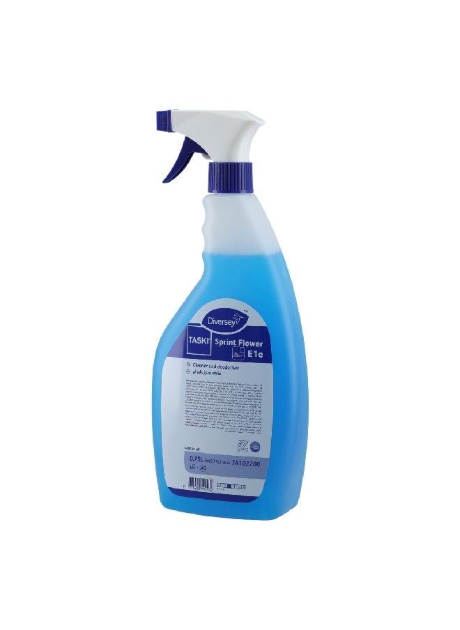 Diversey - Taski Sprint Flower E1e Floor Cleaner and Deodoriser Blue 0.75 L JA102200 - Image 1