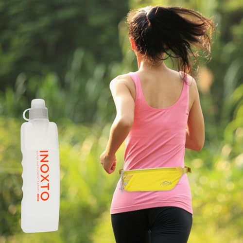 INOXTO Slim Running Belt Fanny Pack for Women and Men Sports Waist Bag Pack with 300ml Water Bottle for Running Walking Cycling Hiking Reflective Running Pouch Belt for All Phones (Yellow) - Image 5