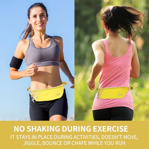 INOXTO Slim Running Belt Fanny Pack for Women and Men Sports Waist Bag Pack with 300ml Water Bottle for Running Walking Cycling Hiking Reflective Running Pouch Belt for All Phones (Yellow) - Image 4
