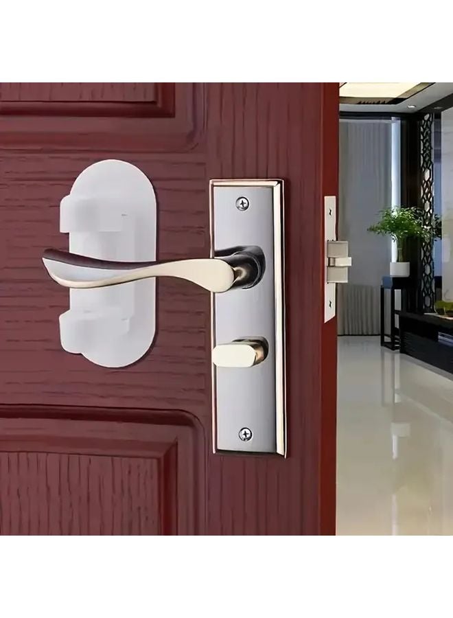 White No Drill Door Lock Self Adhesive Handle Lock With Key Childproof Anti Pry - Image 3