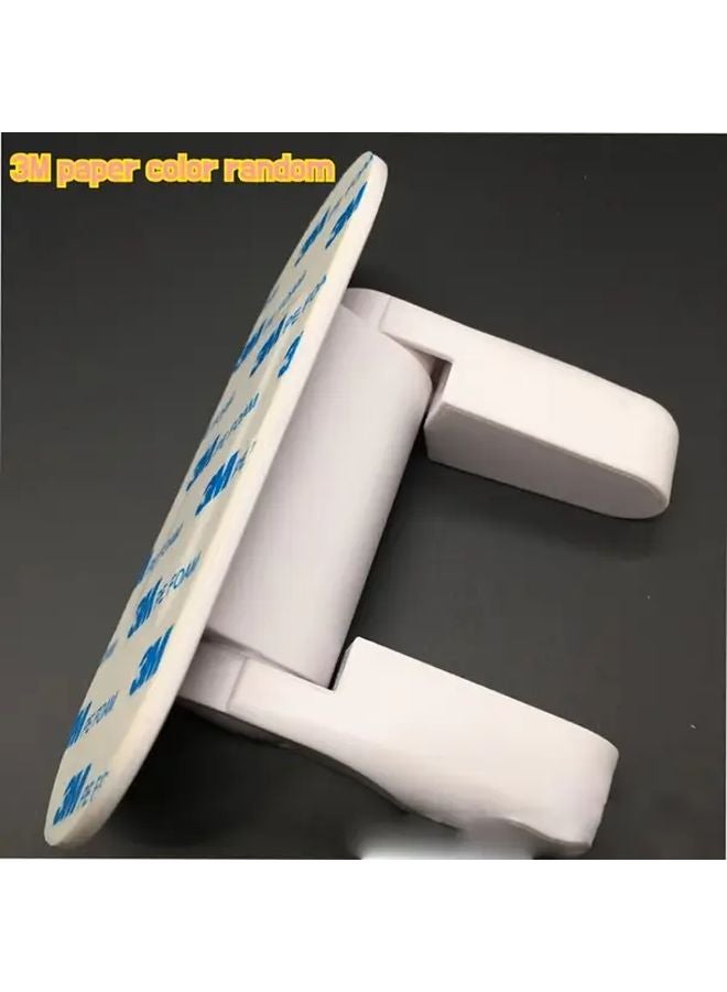 White No Drill Door Lock Self Adhesive Handle Lock With Key Childproof Anti Pry - Image 1