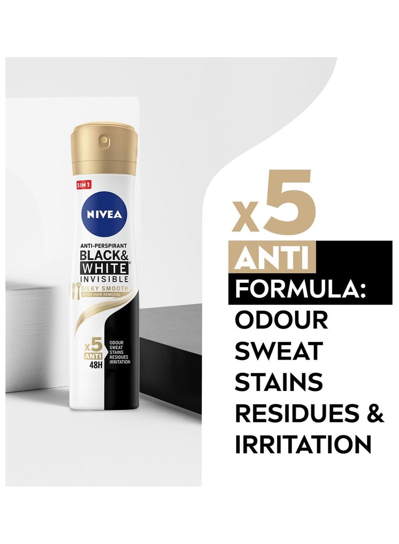 نيفيا رذاذ مضاد للتعرق من نيفيا للنساء، حماية لمدة 48 ساعة، حلاقة ناعمة وحريرية غير مرئية للملابس السوداء والبيضاء، 150 مل - Image 3