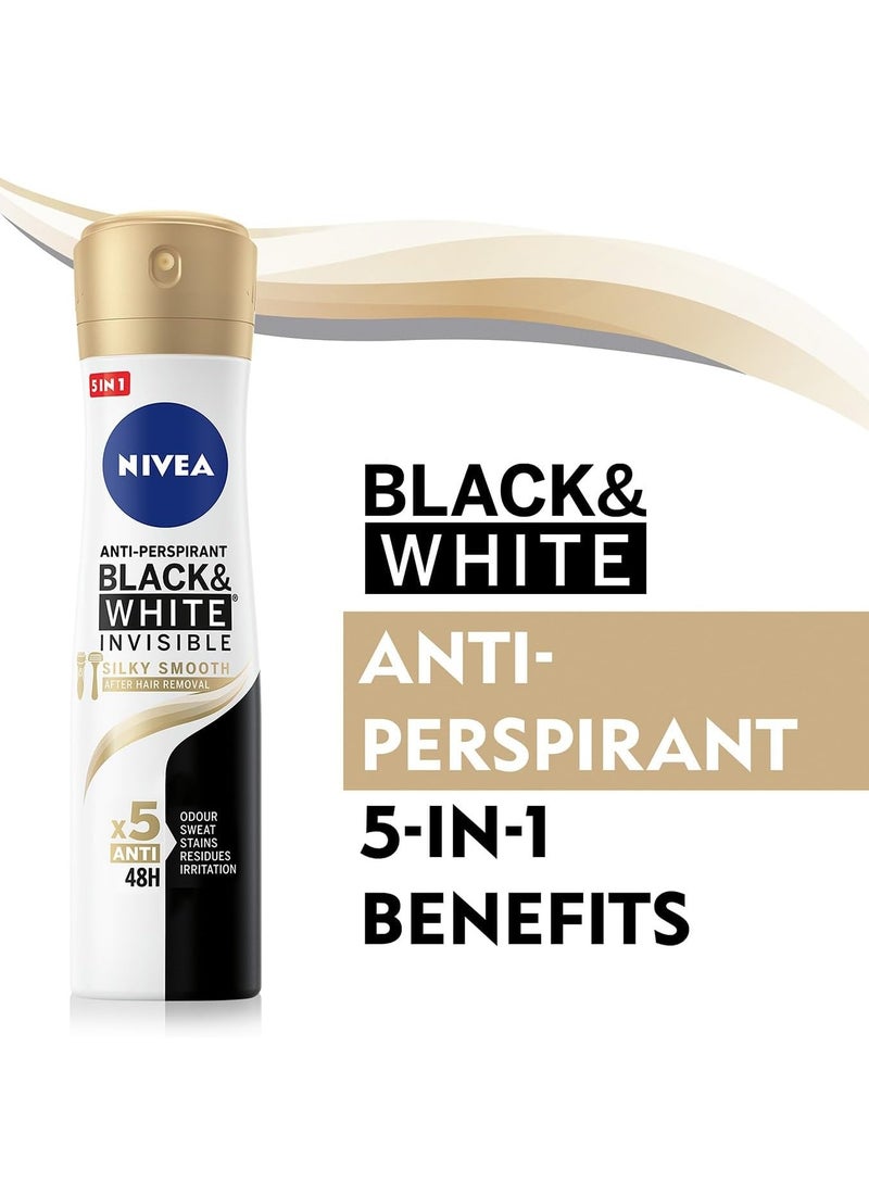 نيفيا رذاذ مضاد للتعرق من نيفيا للنساء، حماية لمدة 48 ساعة، حلاقة ناعمة وحريرية غير مرئية للملابس السوداء والبيضاء، 150 مل - Image 4