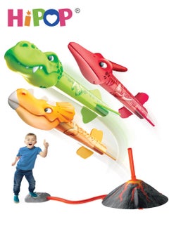 HIPOP Outdoor Toy Air Powered Rocket for Kids,Outdoor Parent and Child Game,Dinosaur Toys Competitive Games  - Image 1