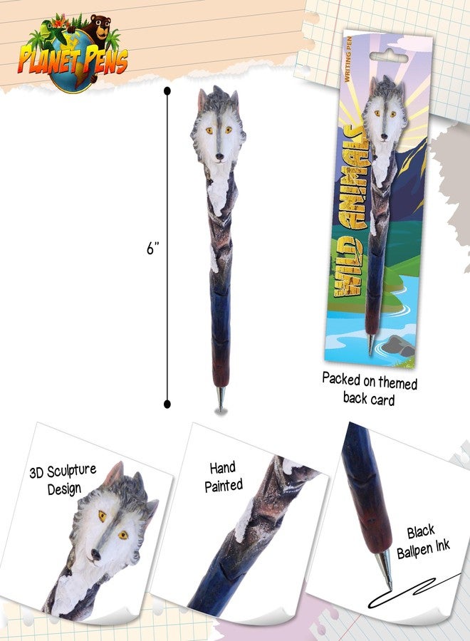 Puzzled Planet Pens Wolf Novelty Pen - Cute and Fun Kids and Adults Ballpoint Pen, Colorful Wild Life Animal Writing Pen Instrument For School and Office Desk Decor Accessories - Image 3