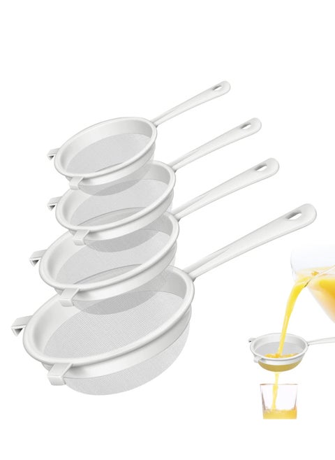 Plastic Mesh Strainers,4 Pcs Nylon Fine Mesh for Kitchen with Handle Double Ear Nylon Mesh Colander Yogurt Soy Milk Filter Juices Strainer for Filtering Coffee Juice Kefir Milk Tea Kitchen Tool