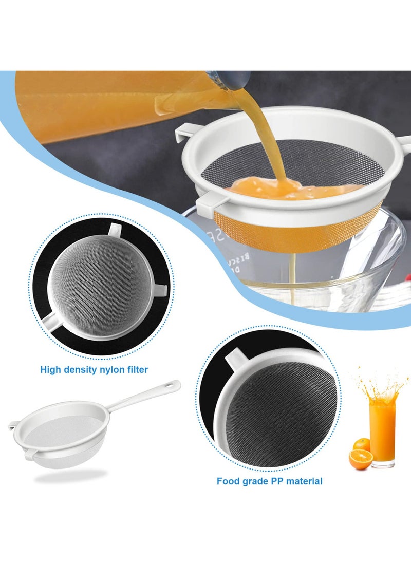SYOSI - Plastic Mesh Strainers,4 Pcs Nylon Fine Mesh for Kitchen with Handle Double Ear Nylon Mesh Colander Yogurt Soy Milk Filter Juices Strainer for Filtering Coffee Juice Kefir Milk Tea Kitchen Tool - Image 1
