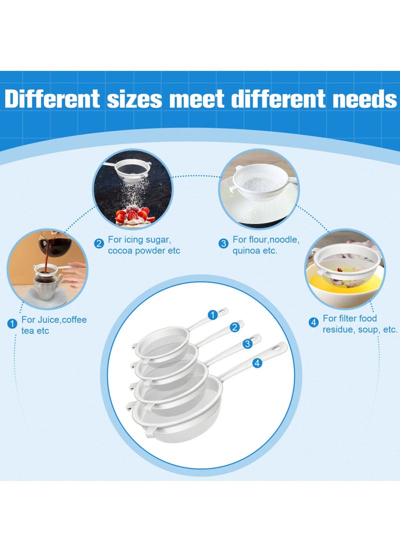 SYOSI - Plastic Mesh Strainers,4 Pcs Nylon Fine Mesh for Kitchen with Handle Double Ear Nylon Mesh Colander Yogurt Soy Milk Filter Juices Strainer for Filtering Coffee Juice Kefir Milk Tea Kitchen Tool - Image 1