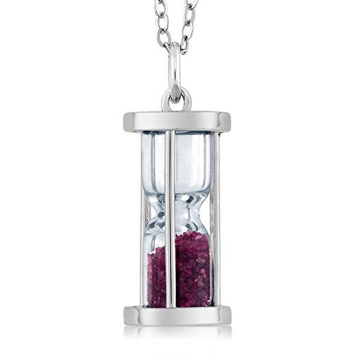 Gem Stone King 3/4 Cttw Diamond and Gemstone Birthstone Dust Hourglass Pendant Necklace For Women In 925 Sterling Silver | With 18 Inch Silver Chain - Image 1