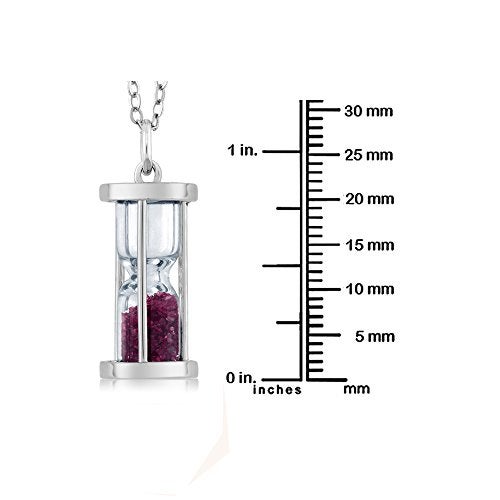 Gem Stone King 3/4 Cttw Diamond and Gemstone Birthstone Dust Hourglass Pendant Necklace For Women In 925 Sterling Silver | With 18 Inch Silver Chain - Image 4