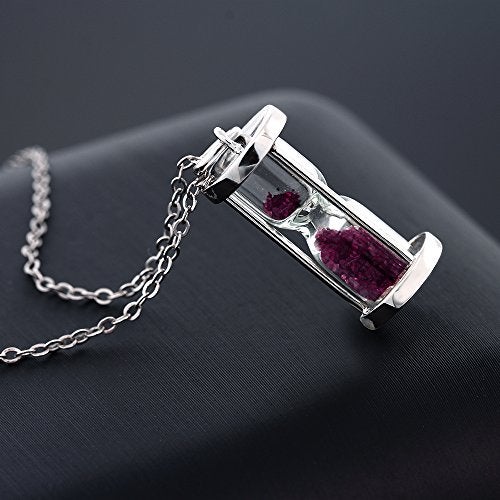 Gem Stone King 3/4 Cttw Diamond and Gemstone Birthstone Dust Hourglass Pendant Necklace For Women In 925 Sterling Silver | With 18 Inch Silver Chain - Image 2