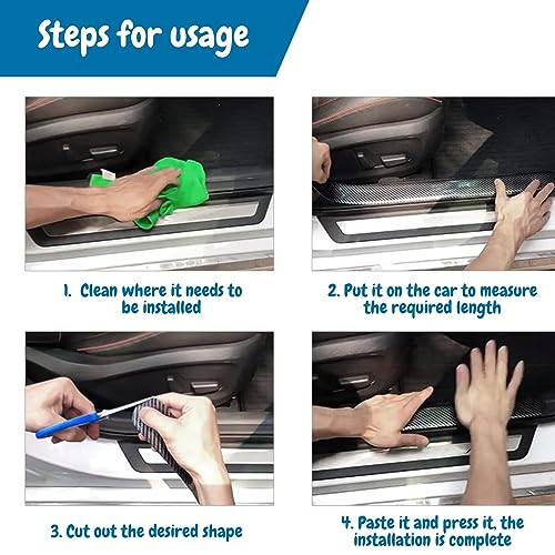 LandVK Heavy Duty Carbon Fiber Tape for Car Door Sill Protection and Interior Decoration, Anti Scratch, Matt Finished, Black, 5cm x 5m - Image 5