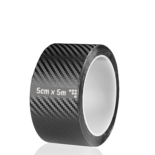 LandVK Heavy Duty Carbon Fiber Tape for Car Door Sill Protection and Interior Decoration, Anti Scratch, Matt Finished, Black, 5cm x 5m - Image 1