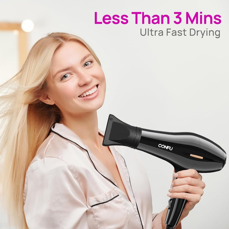 CONFU Hair Dryer, Professional Ionic Salon Blow Dryer with Diffuser for Women and Men, 5X Fast Drying, Powerful and Quiet Hair Blow Dryer for Fast & Easy Styling (1875 Watts) - Image 4