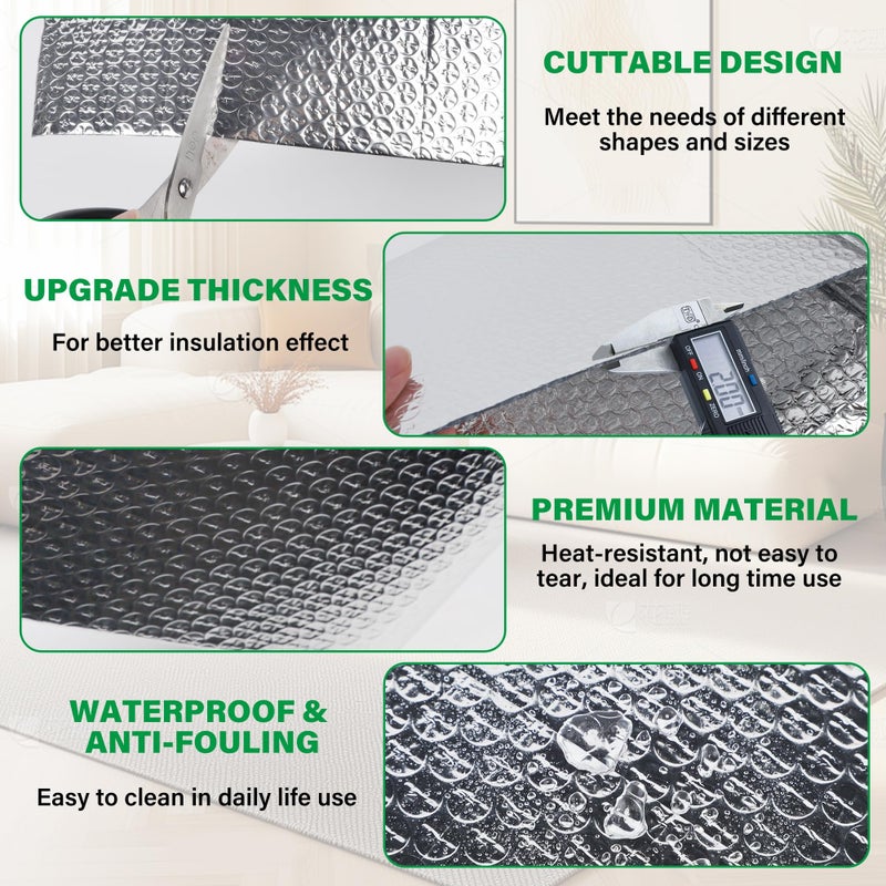 winemana Window Insulation Roll, 48IN x 10FT Reflective Heat Shield Bubble Film, Double-Sided Aluminum Foil Insulation, Weatherproof Garage Door Cover for Windows, RV, Basement, Winter & Summer - Image 2