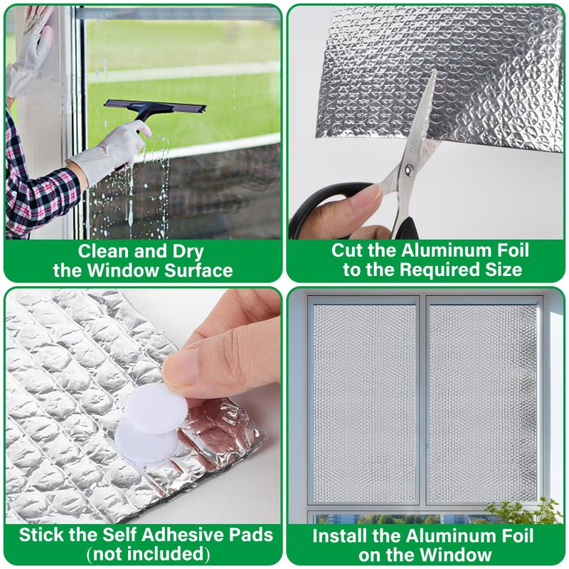 winemana Window Insulation Roll, 48IN x 10FT Reflective Heat Shield Bubble Film, Double-Sided Aluminum Foil Insulation, Weatherproof Garage Door Cover for Windows, RV, Basement, Winter & Summer - Image 5