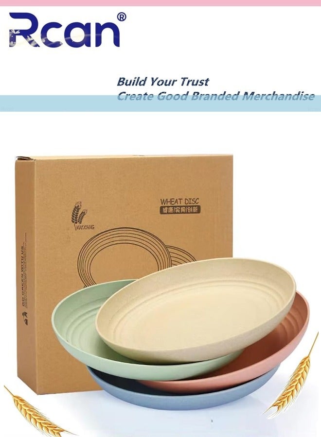 ركان أطباق من قش القمح غير قابلة للكسر مقاس 8 بوصات، مجموعة من 4 أطباق كبيرة قابلة لإعادة الاستخدام، آمنة للاستخدام في غسالة الأطباق وسهلة التنظيف وخالية من مادة BPA، مثالية للمطبخ والنزهات الخارجية - Image 1