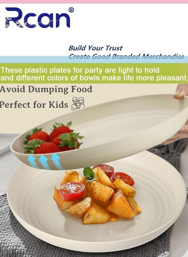 ركان أطباق من قش القمح غير قابلة للكسر مقاس 8 بوصات، مجموعة من 4 أطباق كبيرة قابلة لإعادة الاستخدام، آمنة للاستخدام في غسالة الأطباق وسهلة التنظيف وخالية من مادة BPA، مثالية للمطبخ والنزهات الخارجية - Image 2