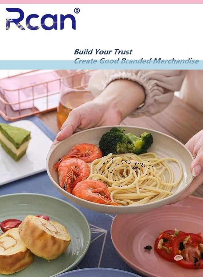 ركان أطباق من قش القمح غير قابلة للكسر مقاس 8 بوصات، مجموعة من 4 أطباق كبيرة قابلة لإعادة الاستخدام، آمنة للاستخدام في غسالة الأطباق وسهلة التنظيف وخالية من مادة BPA، مثالية للمطبخ والنزهات الخارجية - Image 3