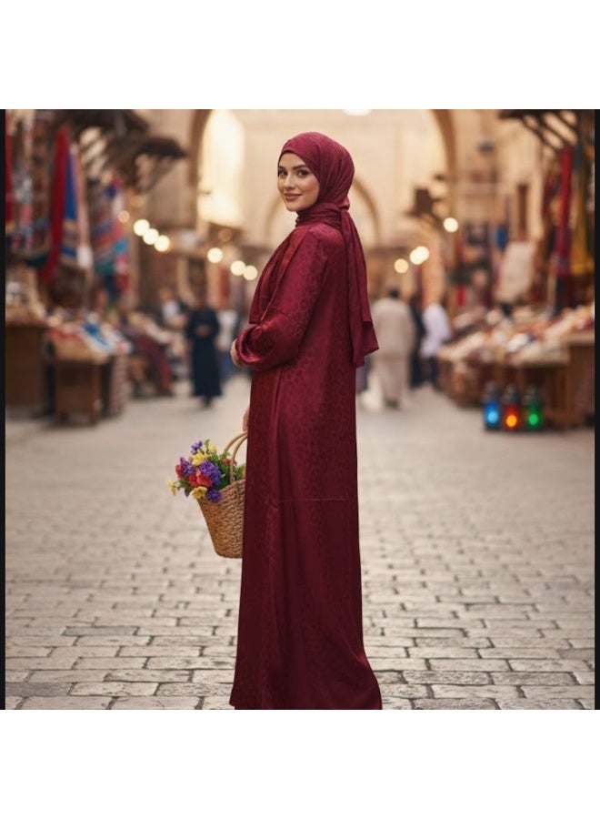 SADEL Isdal (prayer isdal) Jaquard Satin maroon - Image 1