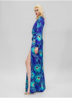 BITOLIA GALLERY Tight-high slit maxi dress Blue  - Image 3