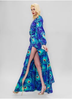 BITOLIA GALLERY Tight-high slit maxi dress Blue  - Image 4