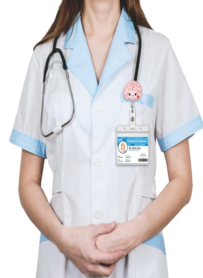 ITOKEY Cute Badge Reel, Brain Badge Holder, Nurse Name Badge Reel with Retractable Clip, Medical Worker ID Card Holders, Pediatric Nursing Accessories for Nurse Doctor Student Teacher Office - Image 2