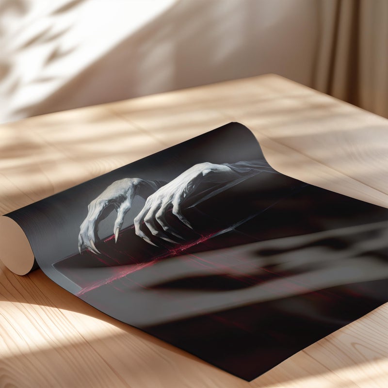 TNESSENTIAL Dracula Clawed Hands Vampire Art Poster or Canvas Print, Gothic Dark Academia Wall Art, Spooky Halloween Decor, Creepy Horror Home Poster - Image 2