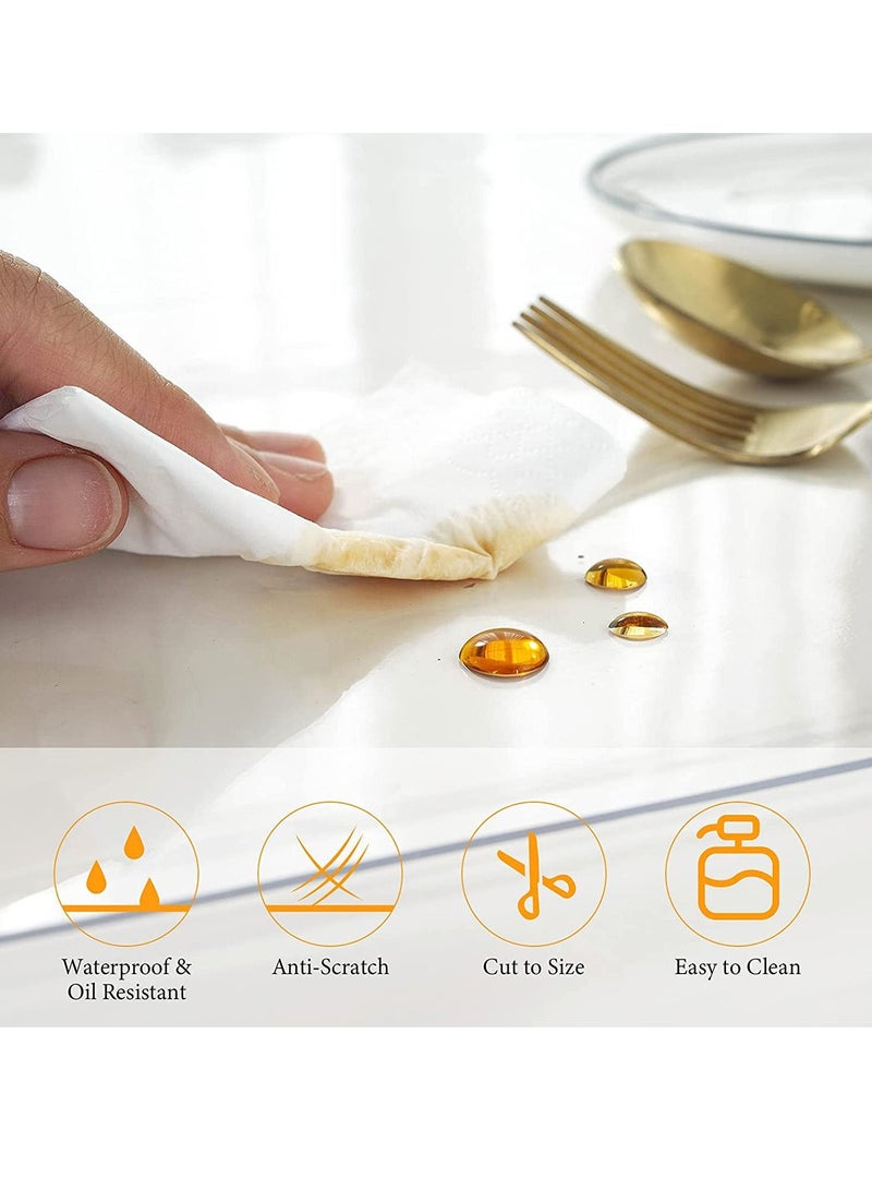Y&D Rectangle Vinyl Tablecloth100% Waterproof Heavy Duty Oil Spill Proof Stain Resistant Plastic PU Table Cover with Flannel Backing for Kitchen Dining Parties120*200cm  - Image 4