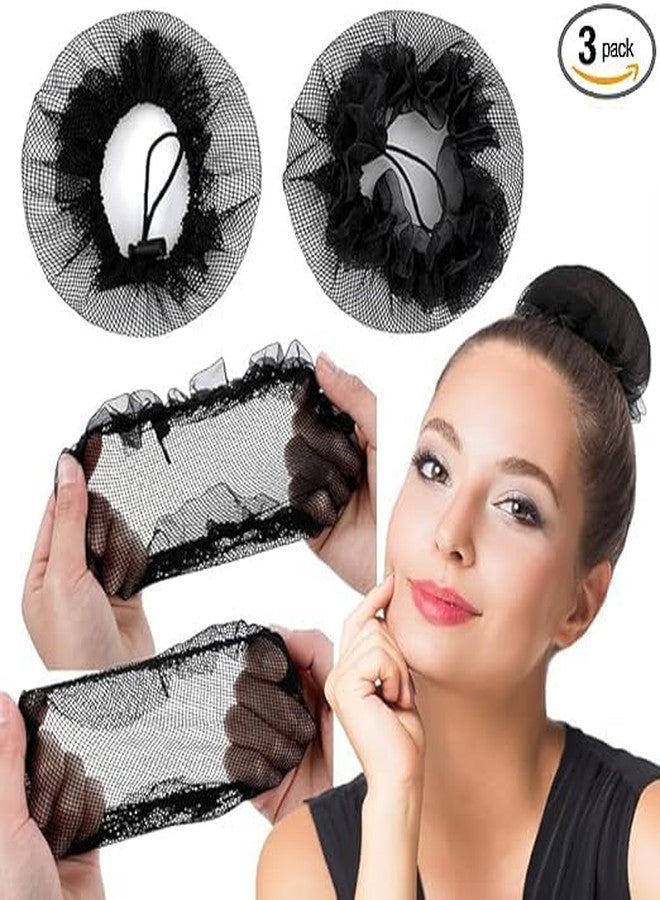 DazzleDiva Styling Jali Bun Reusable Invisible Elastic Nets Juda Maker Easy to Use Ballet Hair Nets Cover Hair Accessories for Women's and Girl's (Black) (Pack Of 3) - Image 2